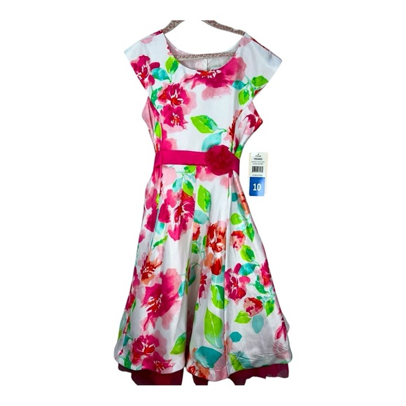 Jona Michelle Girls Special Occasion Fancy Dress (Magenta-White / 10) New w/ tag - Picture 1 of 11